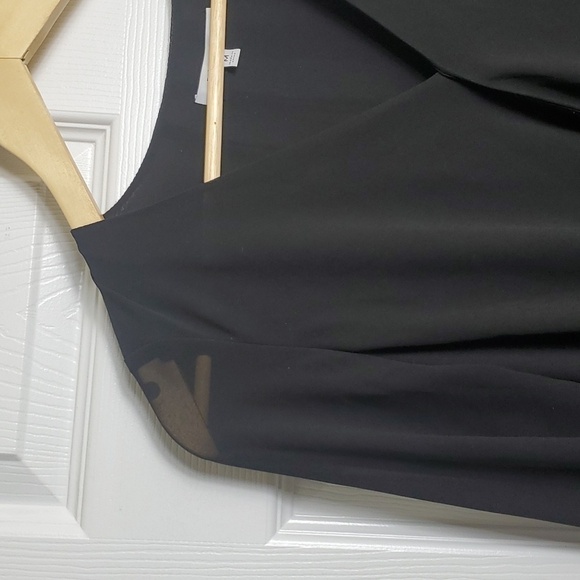 Naked Zebra Wrap Front Long Sleeve Black Blouse Size Medium - Picture 3 of 12